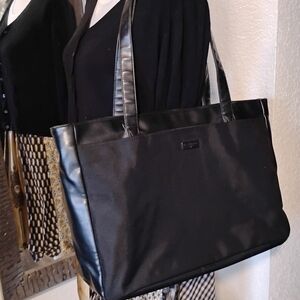 Large US Luggage Black Leather Shoulder Bag Computer Bag Purse